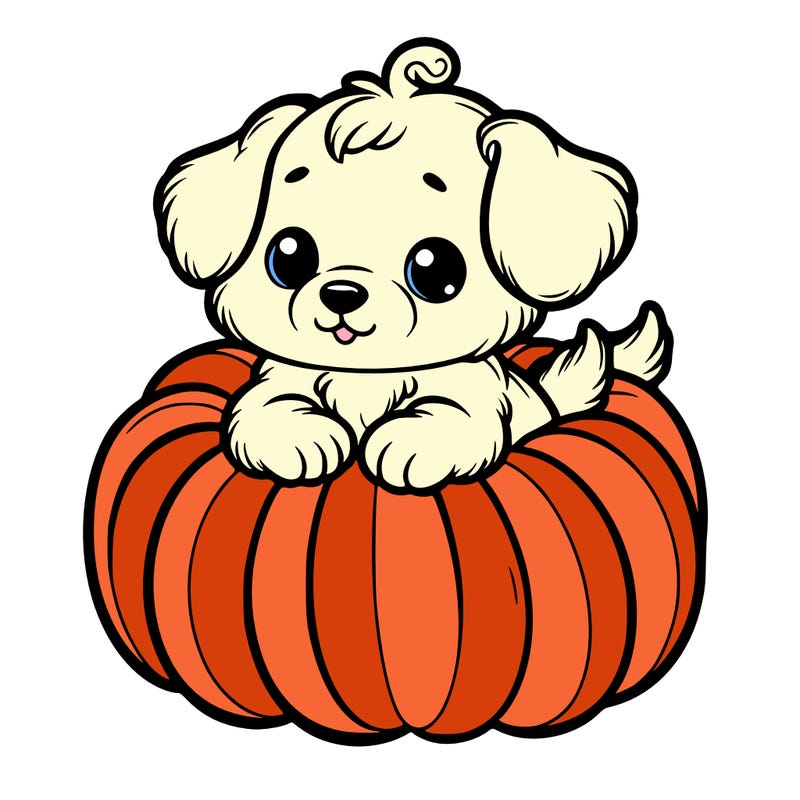 cute little puppy in a pumpkin