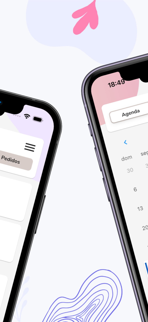 Nooty – Clients & Estimates - Mobile screens for Nooty app displaying a calendar agenda and order tracking for small businesses.