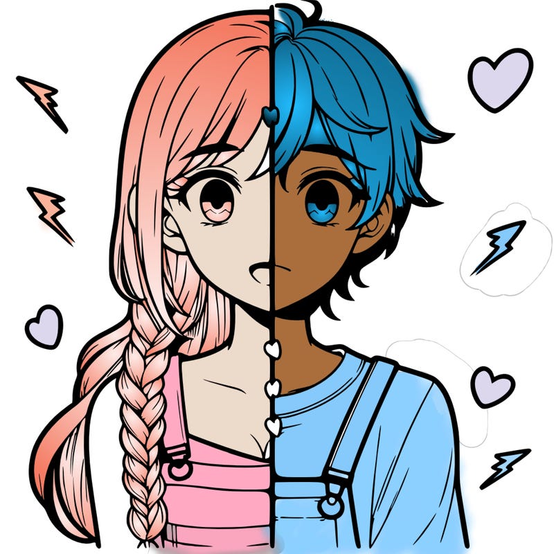 realistic girl boy split