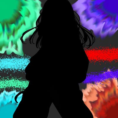 anime teen girl with baggy pants and crop top with sweater