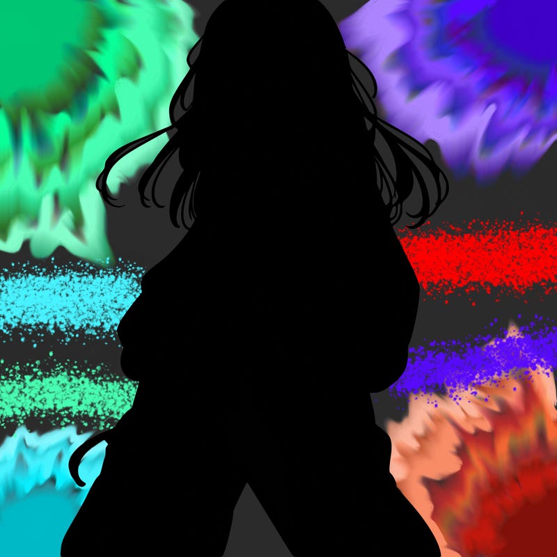 anime teen girl with baggy pants and crop top with sweater