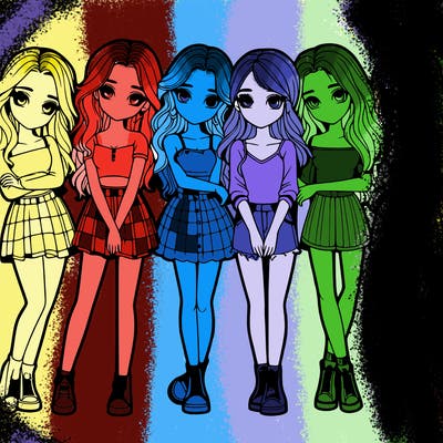 a group of girls realistic