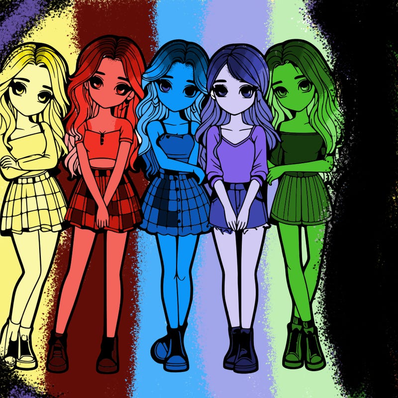 a group of girls realistic