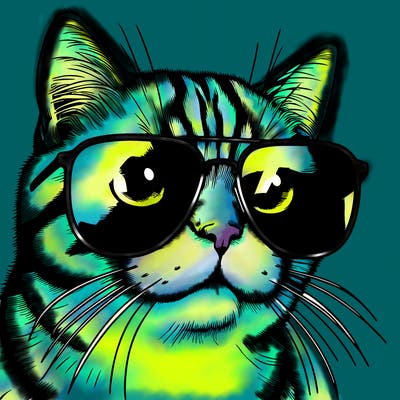 a cat with sun glasses realistic