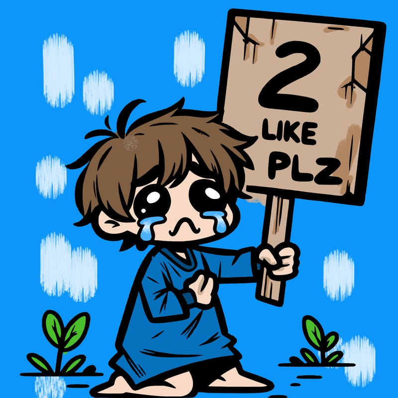 small poor toddler crying with sign that says 2 like plz
