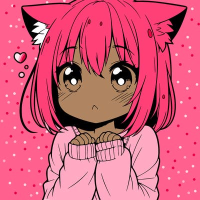 shy anime catgirl