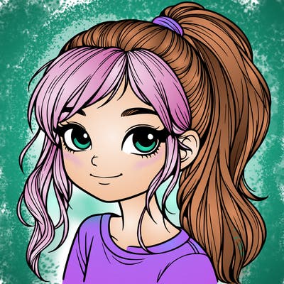 realistic girl with ponytail