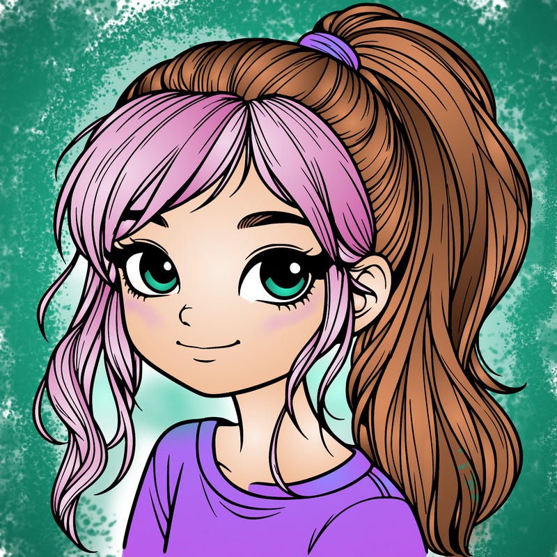 realistic girl with ponytail