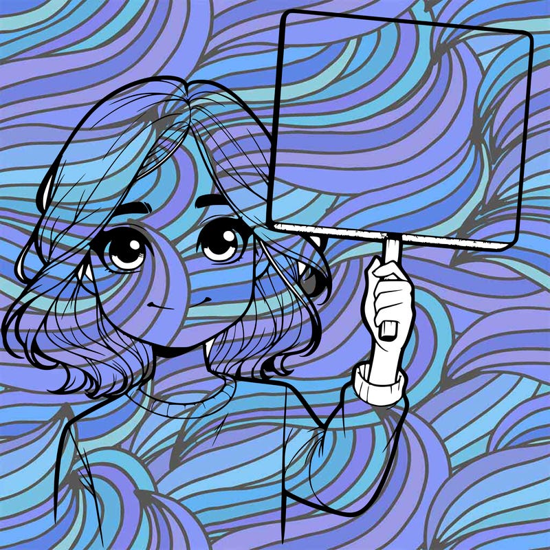 realistic girl holding up a sign