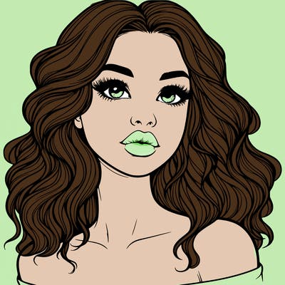 realistic girl with wavy hair and lips