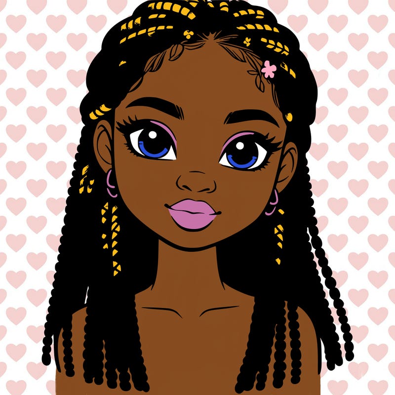 a realistic black girl with braids