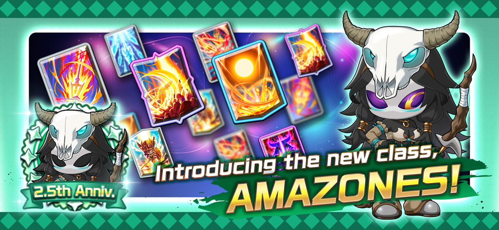 PROJECT_XENO - Announcement for the new Amazones class in Project Xeno featuring character art and skill cards