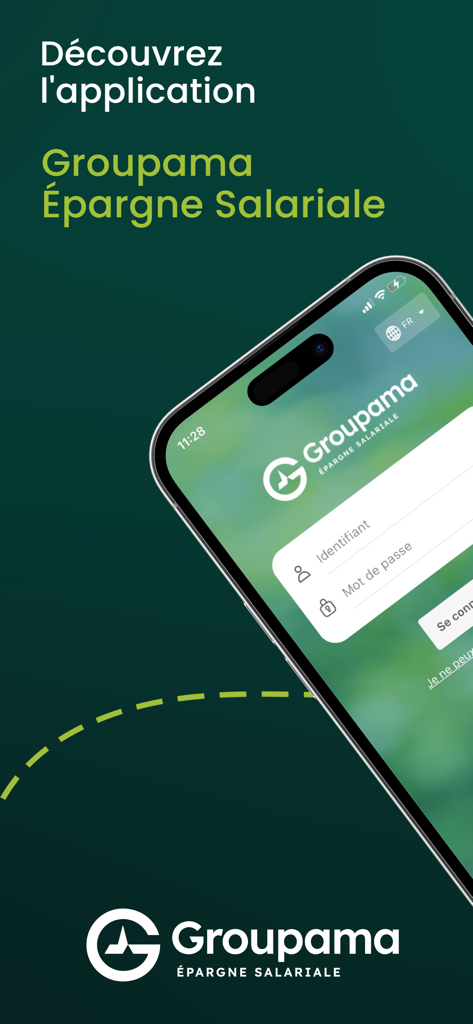 Groupama Epargne Salariale - Interface de connexion de l'application mobile Groupama Épargne Salariale sur un smartphone