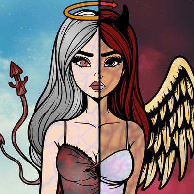 devil vs angel realistic girl