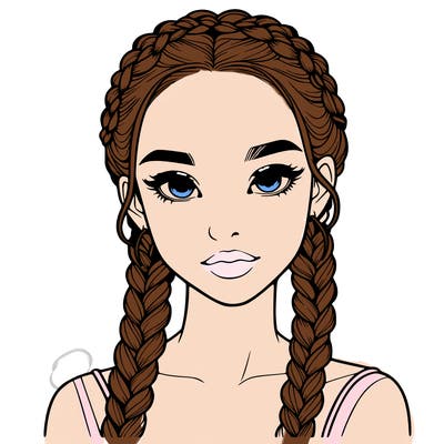 realistic girl with braids