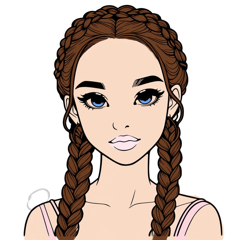 realistic girl with braids