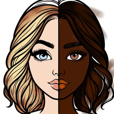 realistic girl split half