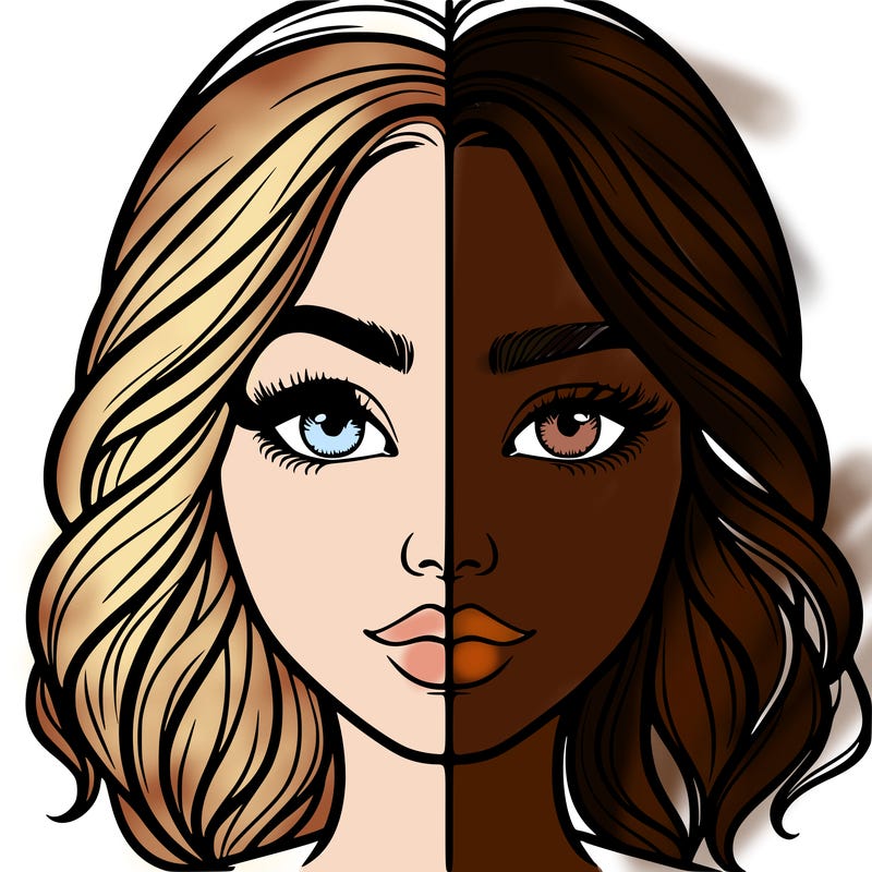 realistic girl split half