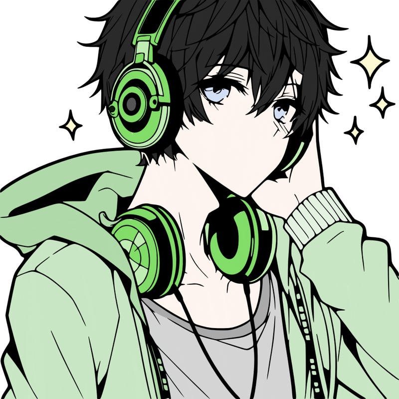 hot anime boy with headphones