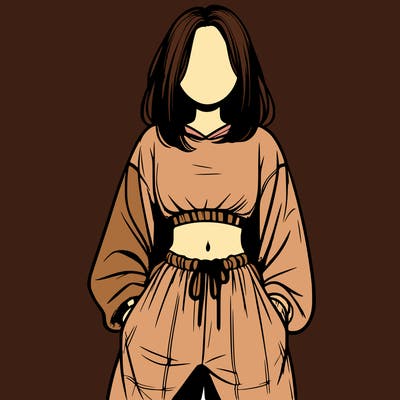 realistic girl faceless with baggy pants and a crop top