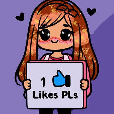 girl holding a sign saying 10 likes pls