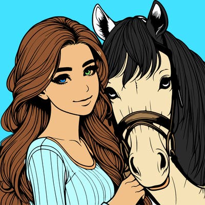 realistic girl with horse