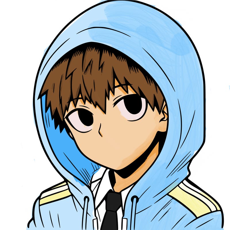 manga character with a hoodie
