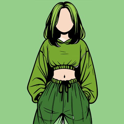 realistic girl faceless with baggy pants and a crop top