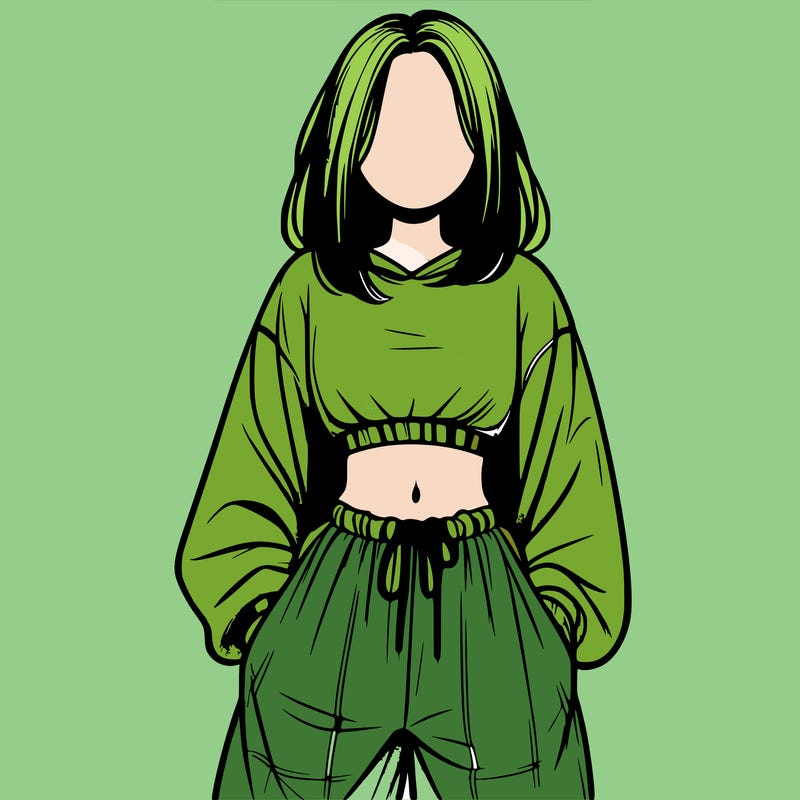 realistic girl faceless with baggy pants and a crop top