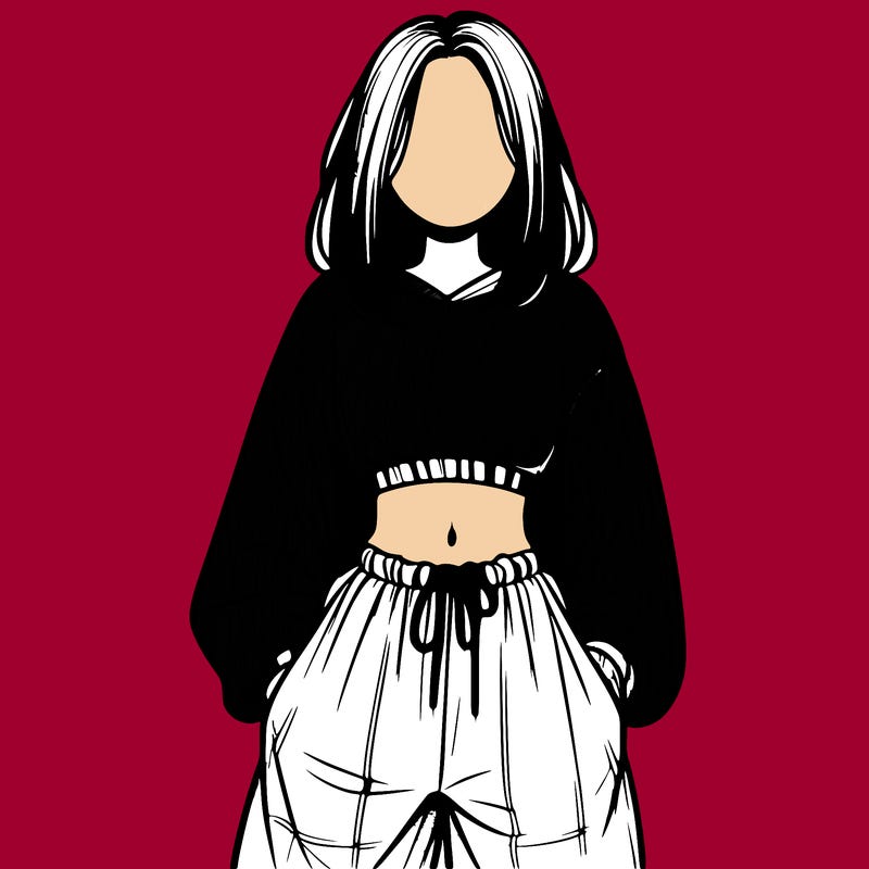 realistic girl faceless with baggy pants and a crop top
