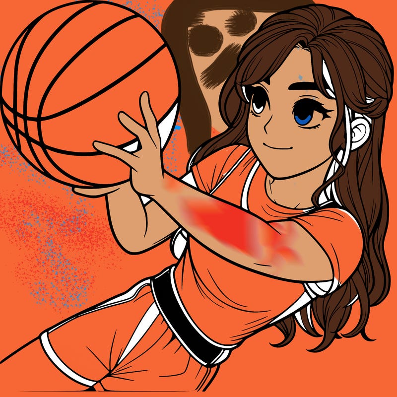 realistic girl playing basketball