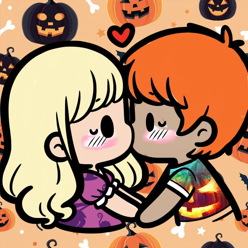 a girl and a boy kissing