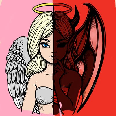 realistic angel half demon