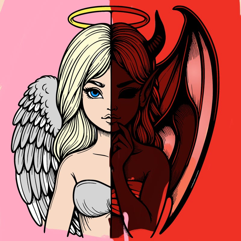 realistic angel half demon