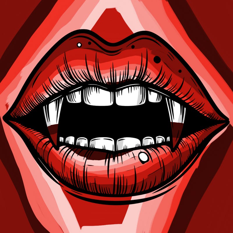 lips with vampire teeth