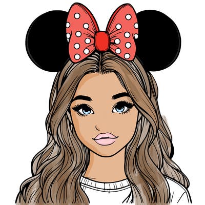 aesthetic realistic girl wearing mickey mouse ears