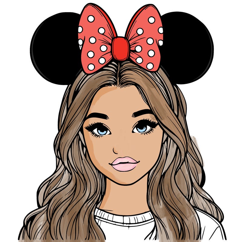 aesthetic realistic girl wearing mickey mouse ears