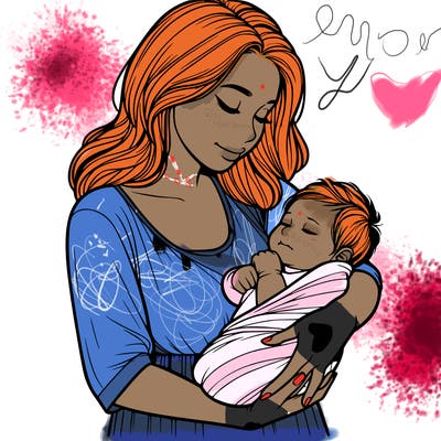 mother holding baby realistic