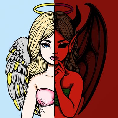 realistic angel half demon