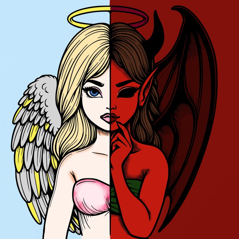 realistic angel half demon