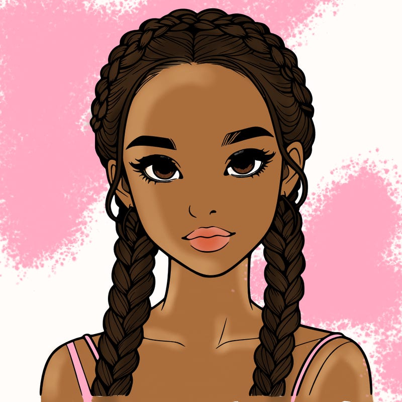 realistic girl with braids