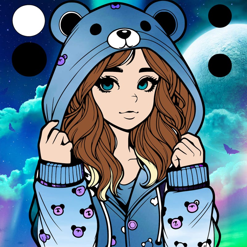 realistic girl in a animal pjs hoodie