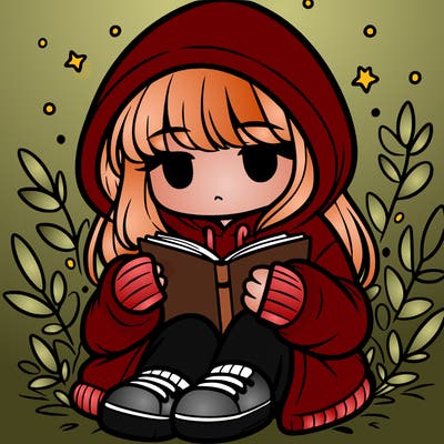 girl in oversized hoodie reading a book