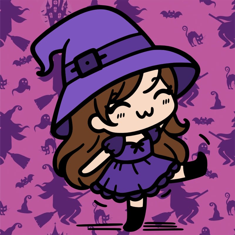 cute halloween witch dancing