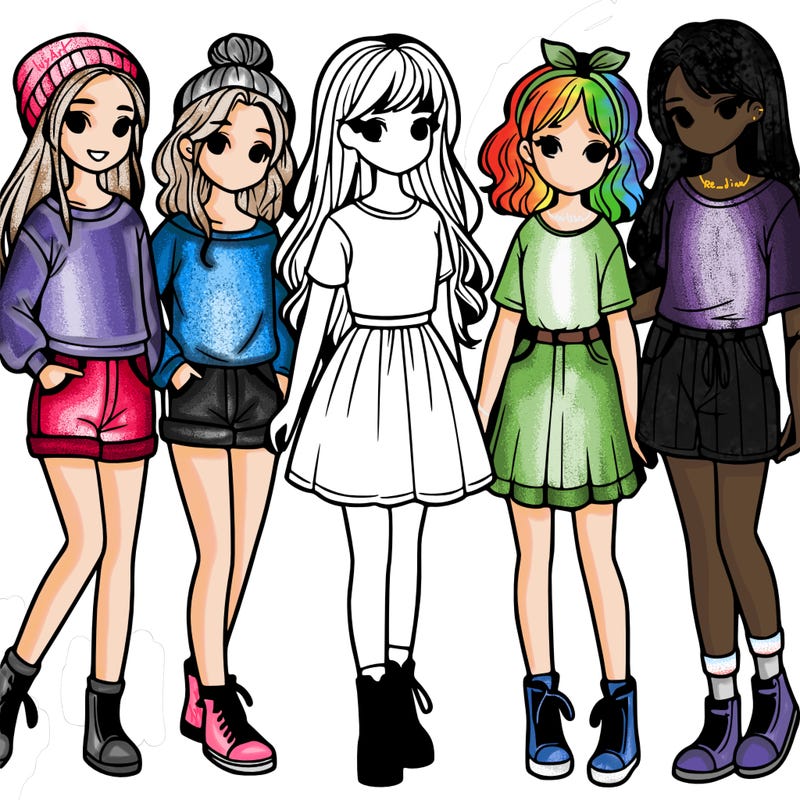 a group of five girls