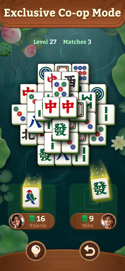 Exclusivo modo cooperativo para dos jugadores en el juego solitario Mahjong Koi