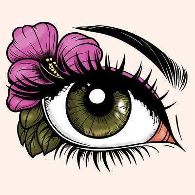 realistic eye with flower