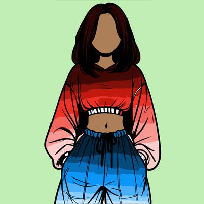 realistic girl faceless with baggy pants and a crop top