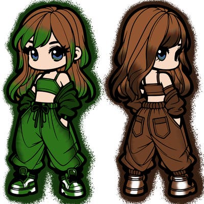 girl in crop top and baggy pants