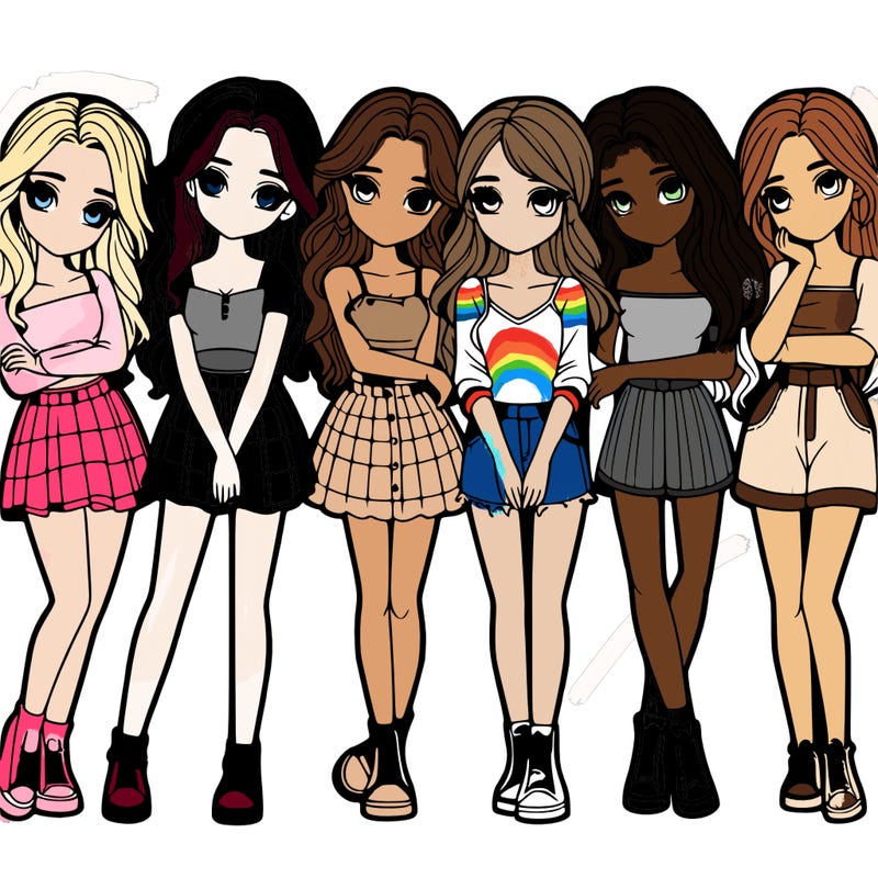 a group of girls realistic